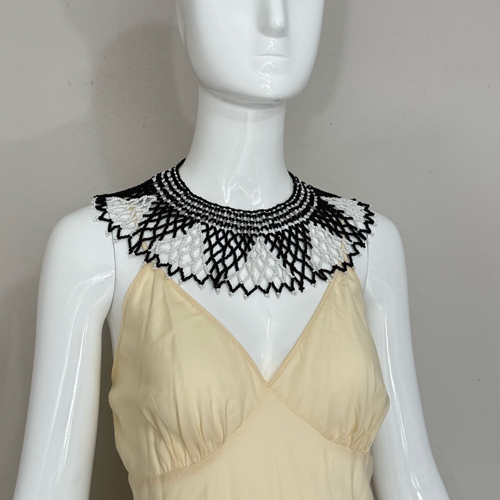 Hand Beaded Collar Bib Necklace, Zulu Inspired Seed Bead Lace Bib Necklace